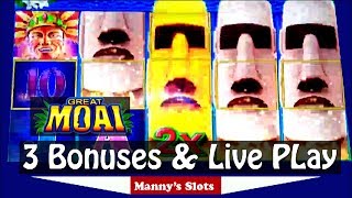(Big Win!!) Great Moai Slot Machine by Konami 3 Bonuses and Live Play at Barona Casino screenshot 2