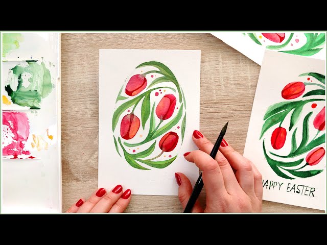 How to Paint a Watercolor Tulips Easter Card - Live Watercolor Painting Session