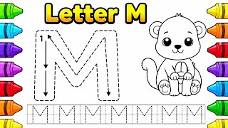 🐵 Learn to Write the Letter M | Easy Alphabet Tracing for Kids | ABC Writing Practice