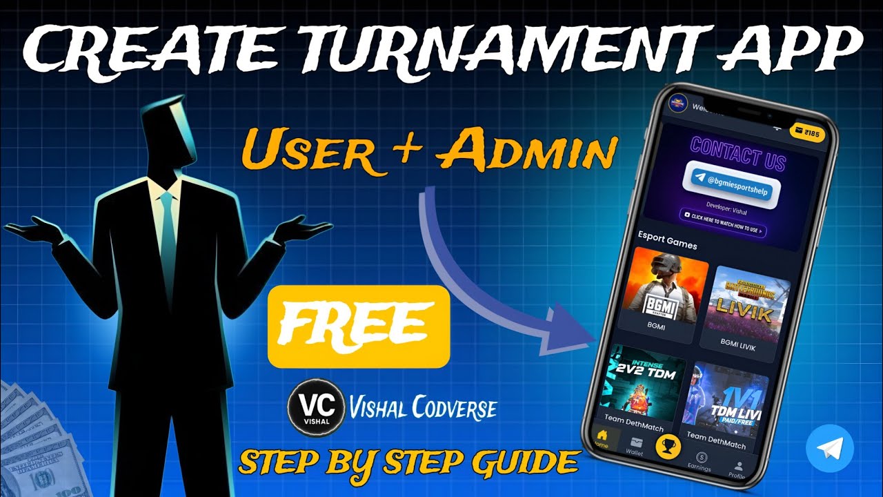 Apna Khud Ka Tournament App Kaise Banaye 😱🔥 | Full Setup User+Admin Control |Part-1| Vishal Codverse