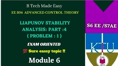 Liapunov Stability analysis 💯sure eassy topic Part : 4 | Problem 1  ACT