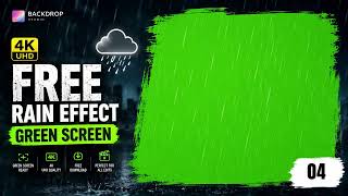 FREE Rain Effect Green Screen - 04| Cinematic Rain Overlay for Editing | 4K No Copyright #rainfall