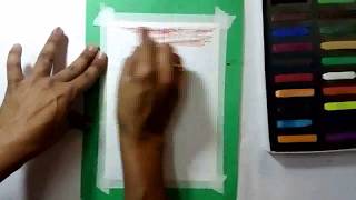 Soft pastels painting. for beginner's. Poster color's drawing. Boy sitting on hill. screenshot 2