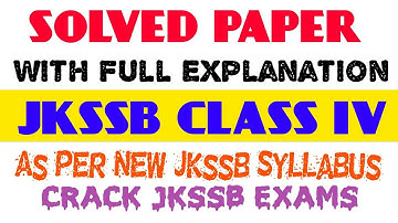 JKSSB Class iv Solved Model Paper With Full Explanation   With Free Mock Test