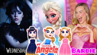 My Talking Angela 2 😻 Wednesday Addams || Elsa Frozen ❄️ || Barbie