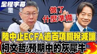 【全程字幕】陸中止ECFA逾百項關稅減讓預期中的灰犀牛?! 柯文哲嗆問:政府做了什麼準備｜中天新聞