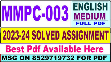 MMPC 003 solved assignment 2023-24 || mmpc 003 solved assignment 2024 || ignou mba new mmpc003