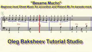"Besame Mucho" Accordion Sheet Music Review. Beginner level. chords