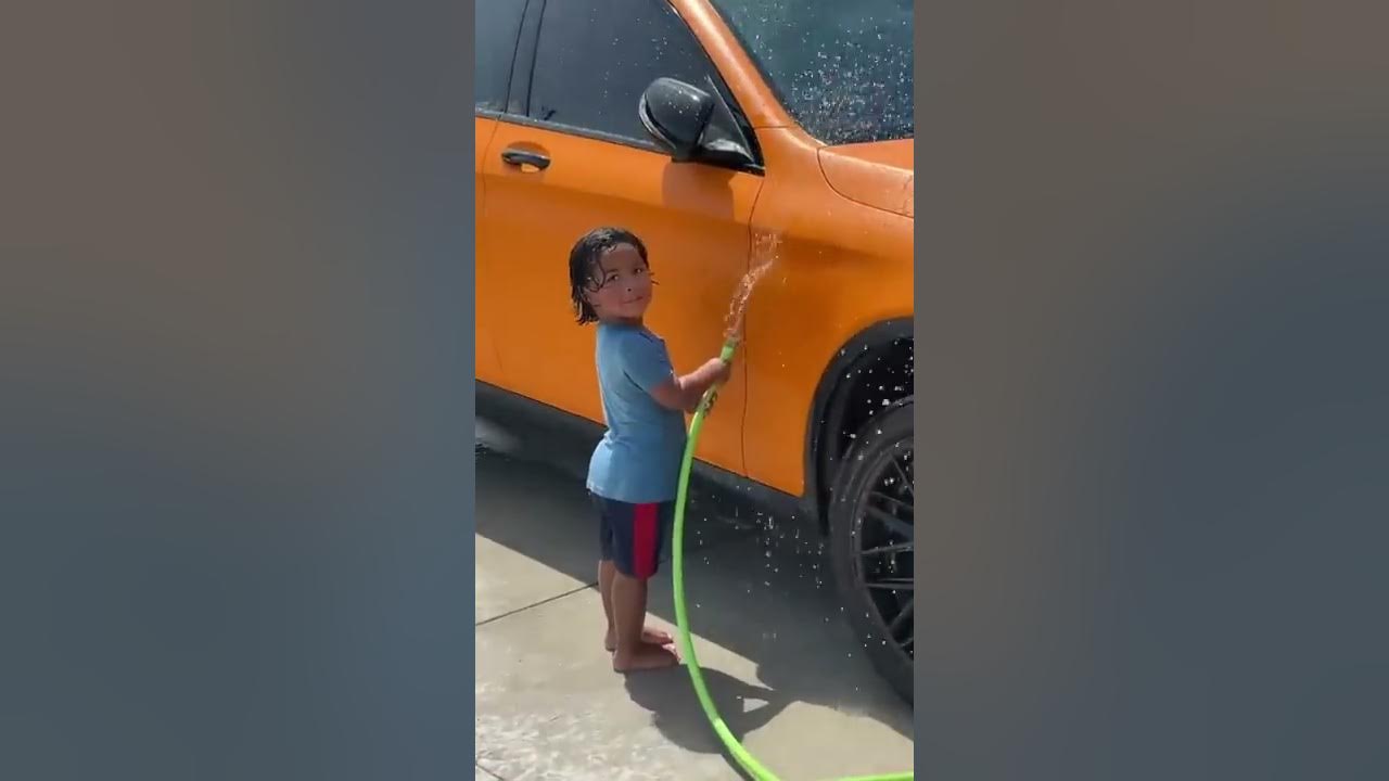 Caught son washing our car 🤣 #shorts