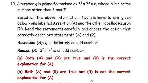 Q19 & Q20 : Assertion and Reasoning Questions