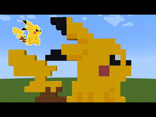 ドット絵】ファミコン風に描いたピカチュウをマインクラフトで作って