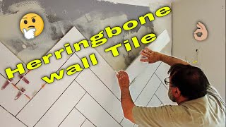 How to tile a herringbone wall