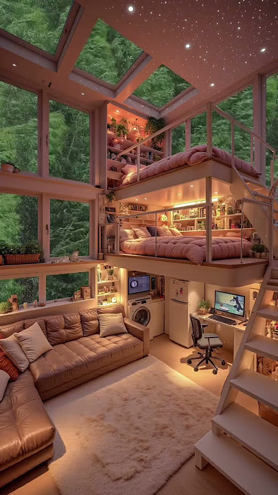 How Long Could You Stay in This Dreamy Forest Loft? #ai #art #beautiful #bed #bedroom #home #family
