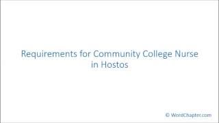 Requirements For Community College Nurse In Hostos