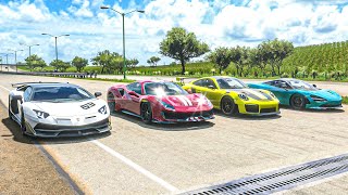 Lamborghini Aventador SVJ vs Ferrari 488 Pista vs McLaren 720S vs Porsche 911 GT2 RS | FH5