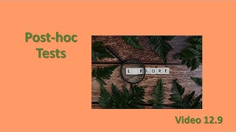 PSY 230 Video 12 9 Post Hoc Tests