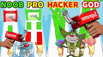 NOOB vs PRO vs HACKER | Moneygun Run Game With Oggy And Jack | Apointalex Gaming 2.0. | Oggy Gaming|