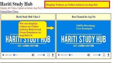 Display Uploaded Videos as Video Gallery in Asp.Net C# | Hindi | Free Online Classes | Upload & Play