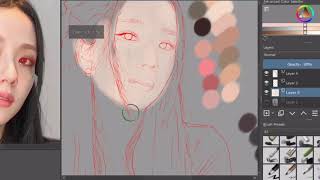 Blackpink Jisoo - digital painting timelapse screenshot 3