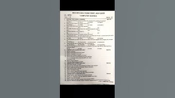 11th Computer science Original question paper Second mid term Exam November 2022