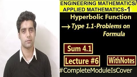 Type 1.1|Sum 4.1|Problem based on Formula|Hyperbolic Functions|Engineering Mathematics|SpTeaching