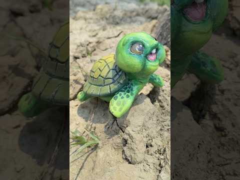 কিছুদিন আগে বানানো মাটির কচ্ছপকে🐢 আজ রঙ করে নিলাম🖌️#art #clay #tortoise #shorts #viral #minivlog