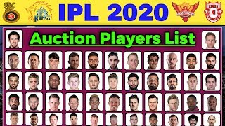 IPL 2020 Auction - Final List of All Players for Vivo IPL 2020 Auction
