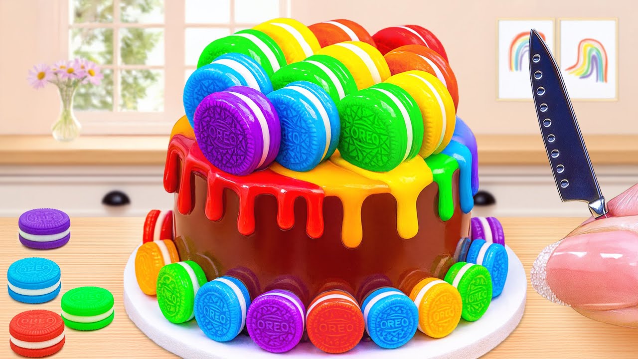 🌈So Yummy Miniature Oreo Rainbow Cake with Chocolate Drip 💖 Mini Cake ...