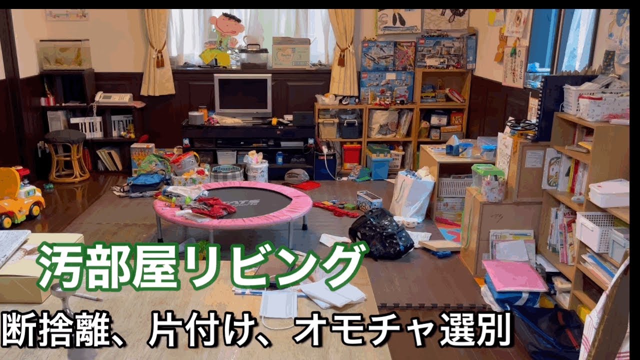 汚部屋リビング 断捨離 片付け 整理 オモチャ選別 Youtube