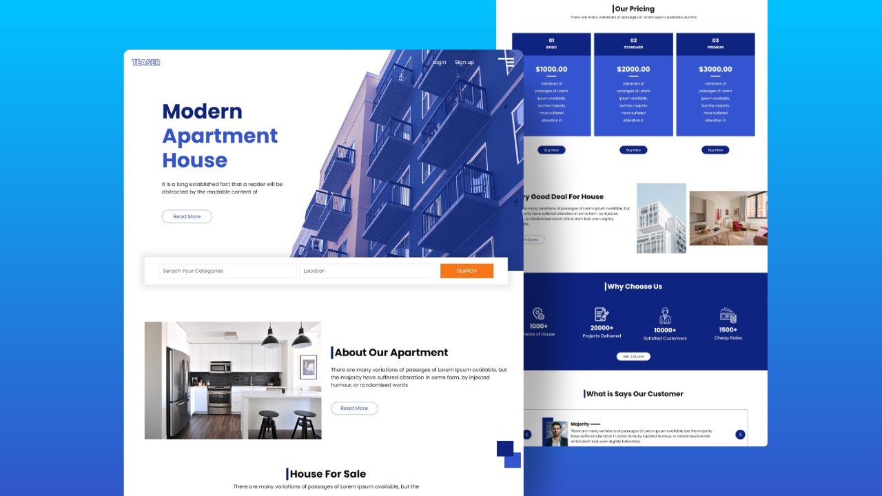 Real Estate Website Design || HTML, CSS & JS - YouTube