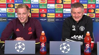 Ole Gunnar Solskjaer \& Donny van de Beek - Man Utd v PSG - Pre-Match Press Conference -Champions Lge