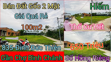 Trùm Cuối! Bán Gấp Nền Đất 2 Mặt Tiền Rẻ Bèo 650 Triệu,100m2-Sổ Hồng Riêng-Đinh Đức Thiện BÌNH CHÁNH