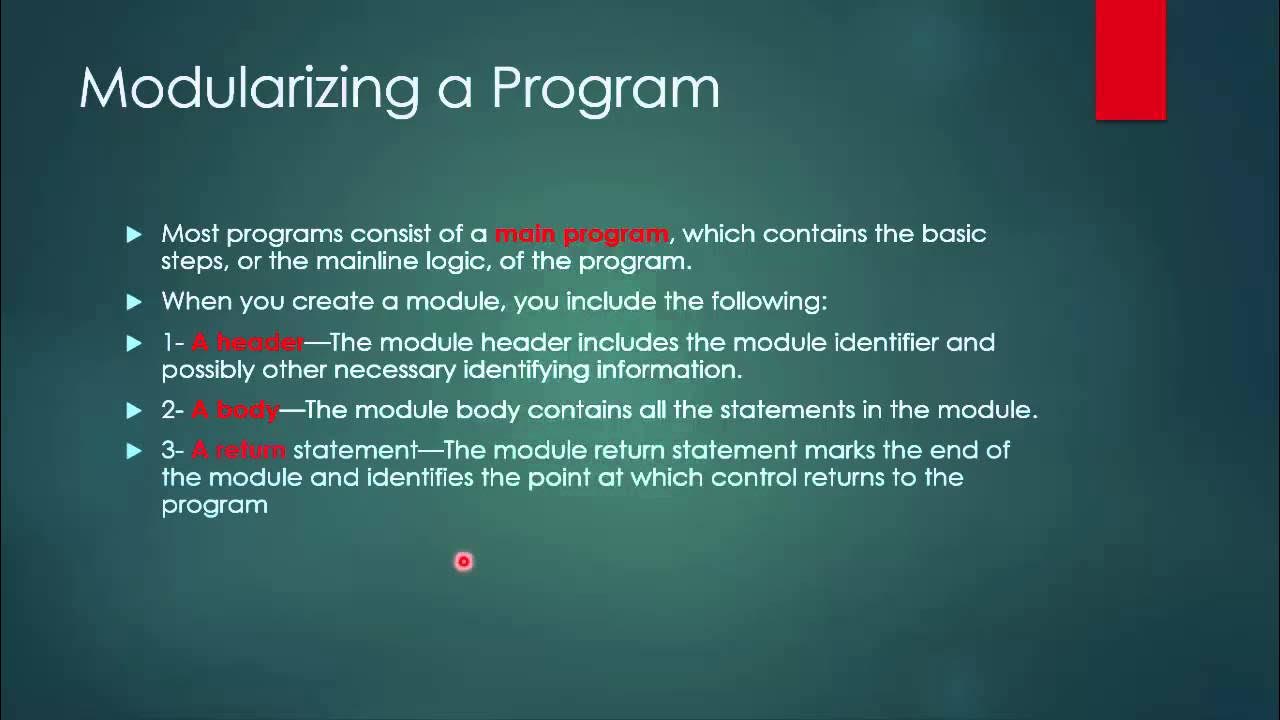 lesson 8--Modularizing a Program - YouTube
