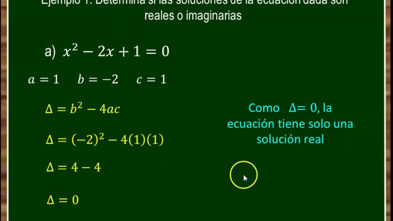 Discriminante De La Ecuación Cuadrática Youtube