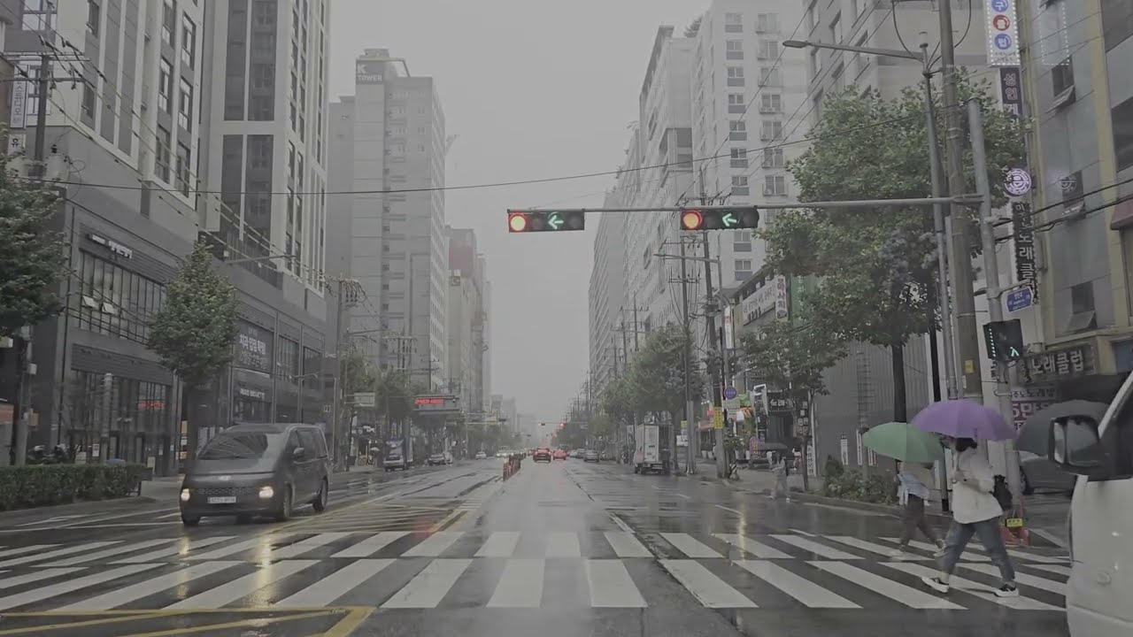 [4K] 비 오는 날 서울 도심 드라이브 ASMR 🌧️ Rainy Day Drive in Seoul | 빗소리 백색소음 (Sleep & Study)