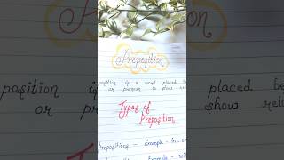 Preposition & Its Types ✨Aesthetic English Notes 🌸Satisfying Handwriting + Cute Page Design #shorts