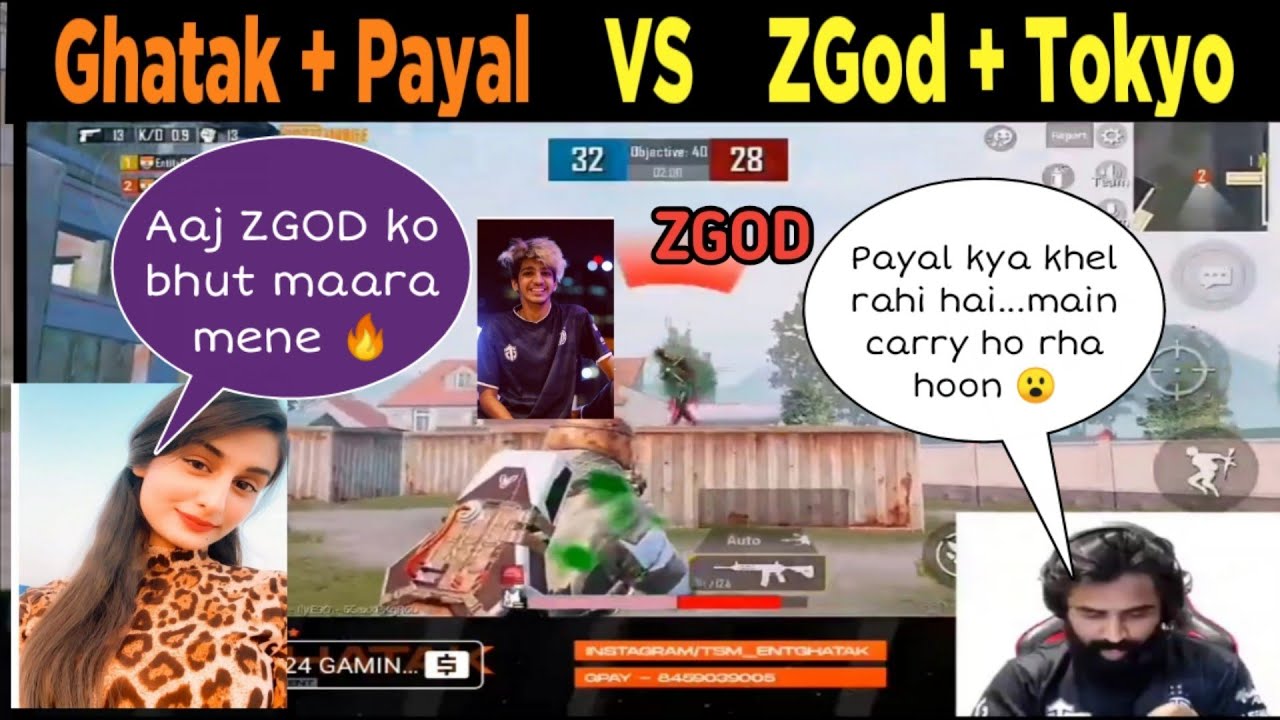 Entity Payal OP 😱 Gameplay against ZGOD , Ghatak Praising Entity Payal 🔥, Girls Power 👧 OP 🔥