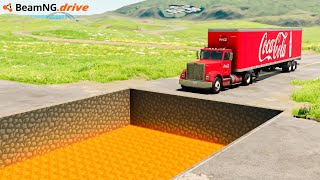 Cars vs Minecraft Lava Pit - BeamNG Drive