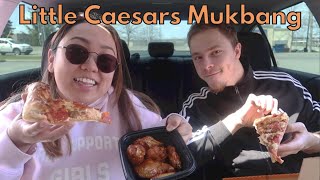 Little Caesars Stuffed Crust Pizza &amp; Wings Mukbang! Never Have I Ever Part 2