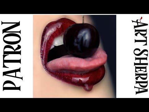 Patron Cherry lips Beginners Learn to paint Acrylic Tutorial Step by Step PART 2