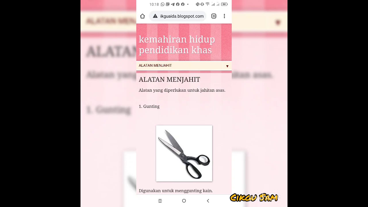 Asas Kemahiran Hidup Pendidikan Khas Asas Jahitan Alatan Youtube