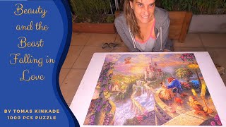 Tomas Kinkade&#39;s Beauty and the Beast falling in love puzzle time lapse