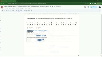 Saxon Algebra 1 Lesson 5 Video 1: Finding Absolute Value and Adding Real Numbers