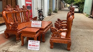 Chỉ 52tr Bộ Minh Quốc Nghê Gỗ Hương Đá Đục tứ diện 2 mặt như nhau | Đồ Gỗ Bảo Lộc