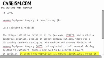 Wausau Equipment Company: A Lean Journey (B) Case Solution & Analysis Caseism.com