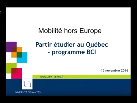 Webinaire - Mobilité internationale d'études hors Europe - Programme BCI (Québec)