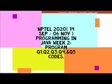 NPTEL 2020(14 Sep - 04 Dec )|| Programming In Java2020| Week 2 :Programs Q1,Q2,Q3,Q4 & Q5 Solutions.