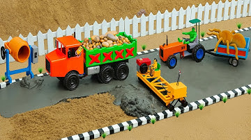 Diy tractor mini Bulldozer to making concrete road | Construction Vehicles, Road Roller