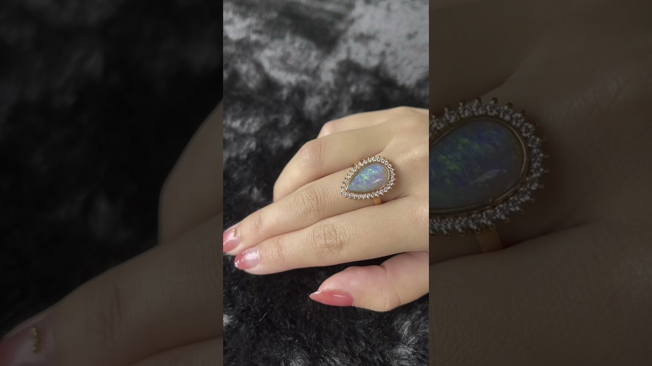 18K Rose Gold Solid Opal Ring OJDR1006