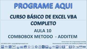 Curso Basico Excel VBA Completo - Aula 10 Combobox metodo AddItem